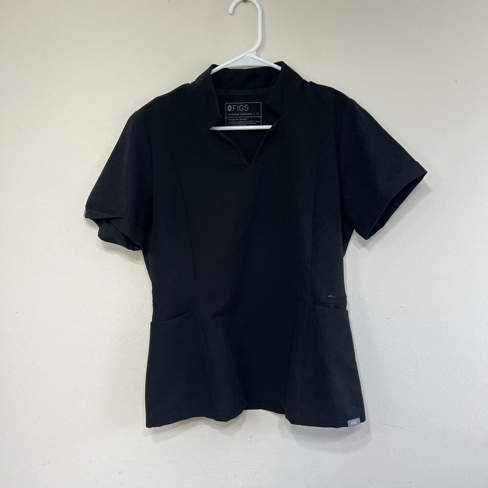 Figs Inala Black Slim Scrub Top Small Women